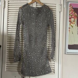Elegant Gray Sequin Dress